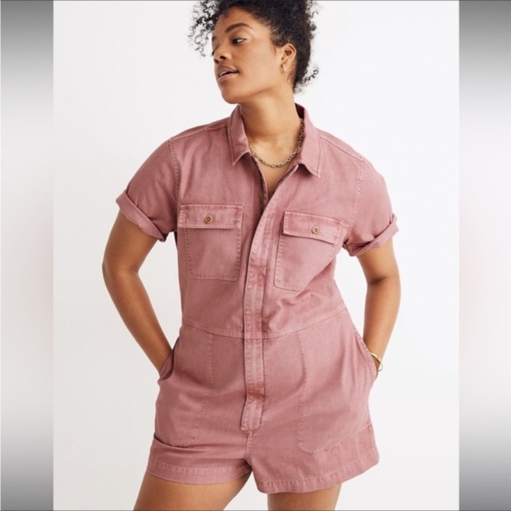 Pink Madewell Garment-Dyed Coverall Romper Size M